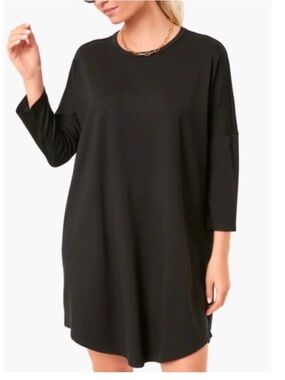 Pomander Place Tuckernuck Black Sweatshirt Dress M/L Oversized Lagenlook